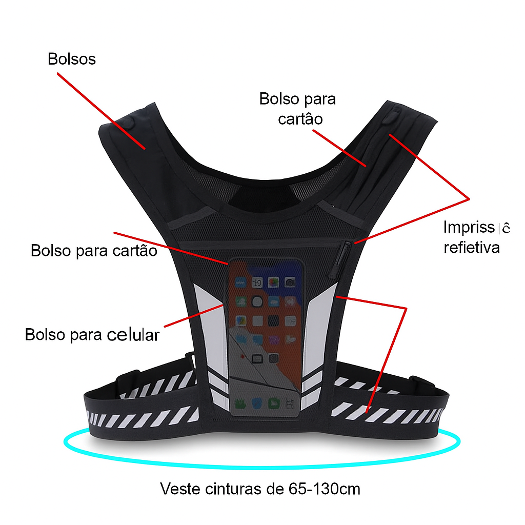 Kit Performance - Colete Ultraleve + Óculos Esportivo UV + Fone Bluetooth de Brinde