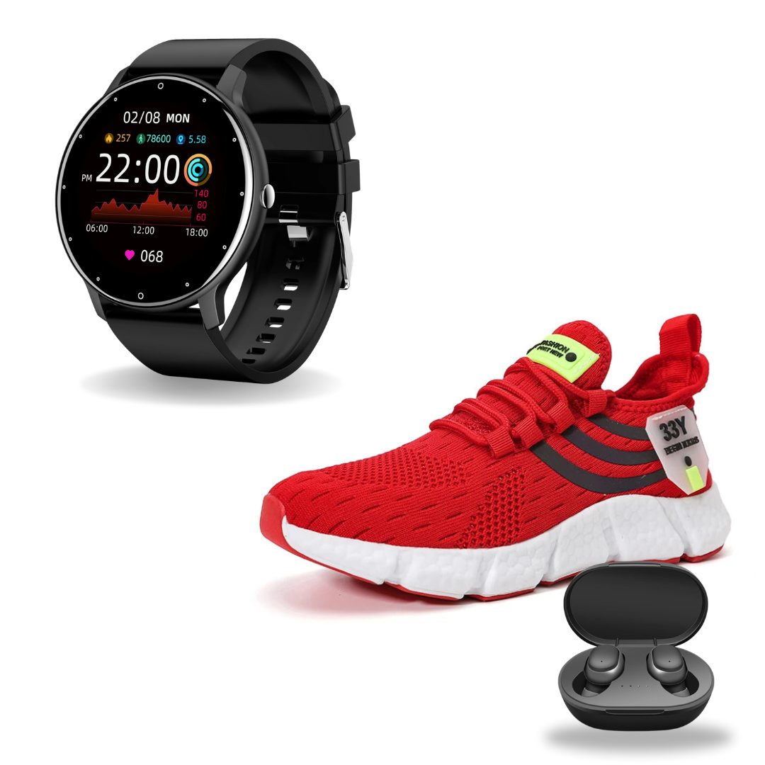 Kit Relâmpago - Tênis Dynamic Flex + Relógio Inteligente (Lige) + Fone Bluetooth de Brinde