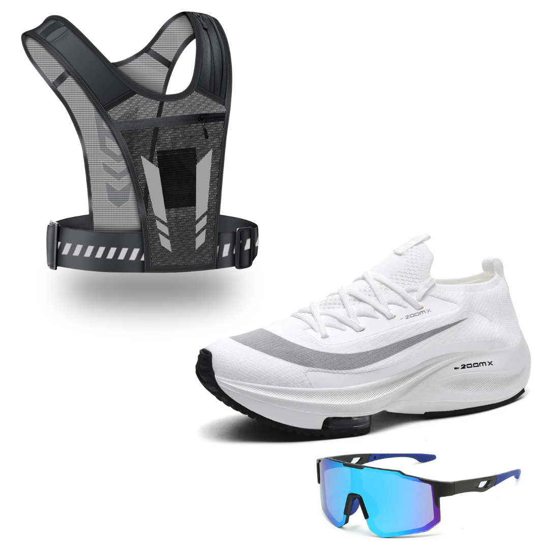 Kit Exclusivo - Tênis Stride Plus + Colete Ultraleve + Óculos Esportivo UV de Brinde