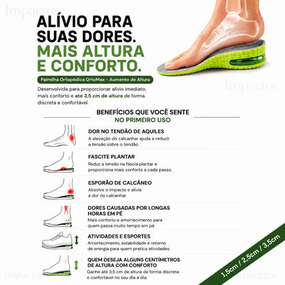 Palmilha Ortopédica OrtoMax - Aumento de Altura