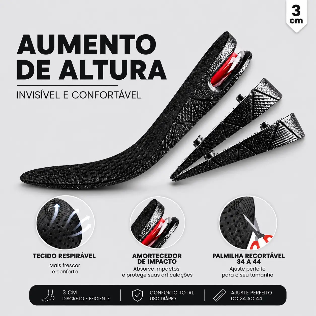 Palmilha para aumento de altura
