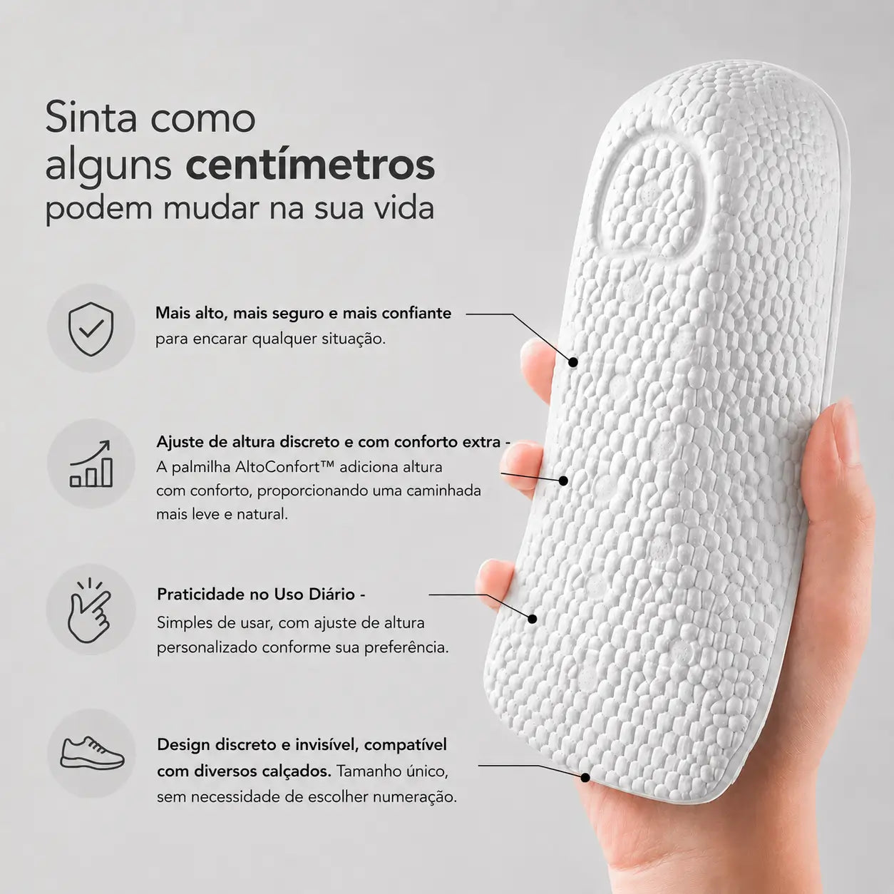 Palmilha para aumento de altura